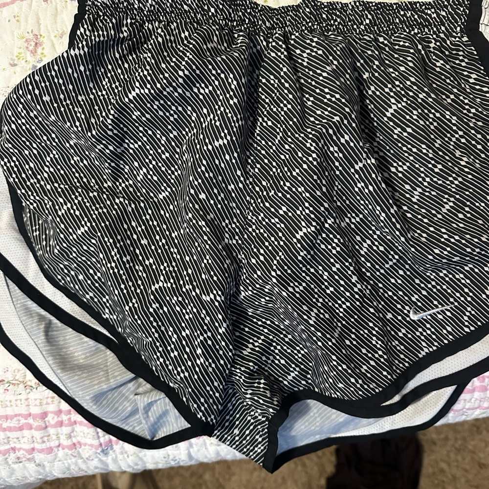 Nike Women's Black and White Athletic Shorts